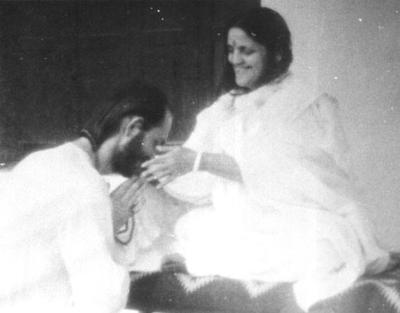 Swami Kriyananda and Anandamayi Ma in India at her ashram