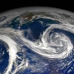 Planet earth, with swirling clouds