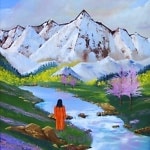 yogananda mountaints in spiringtime painting by jyotish in karmic seeds blog shenandoah
