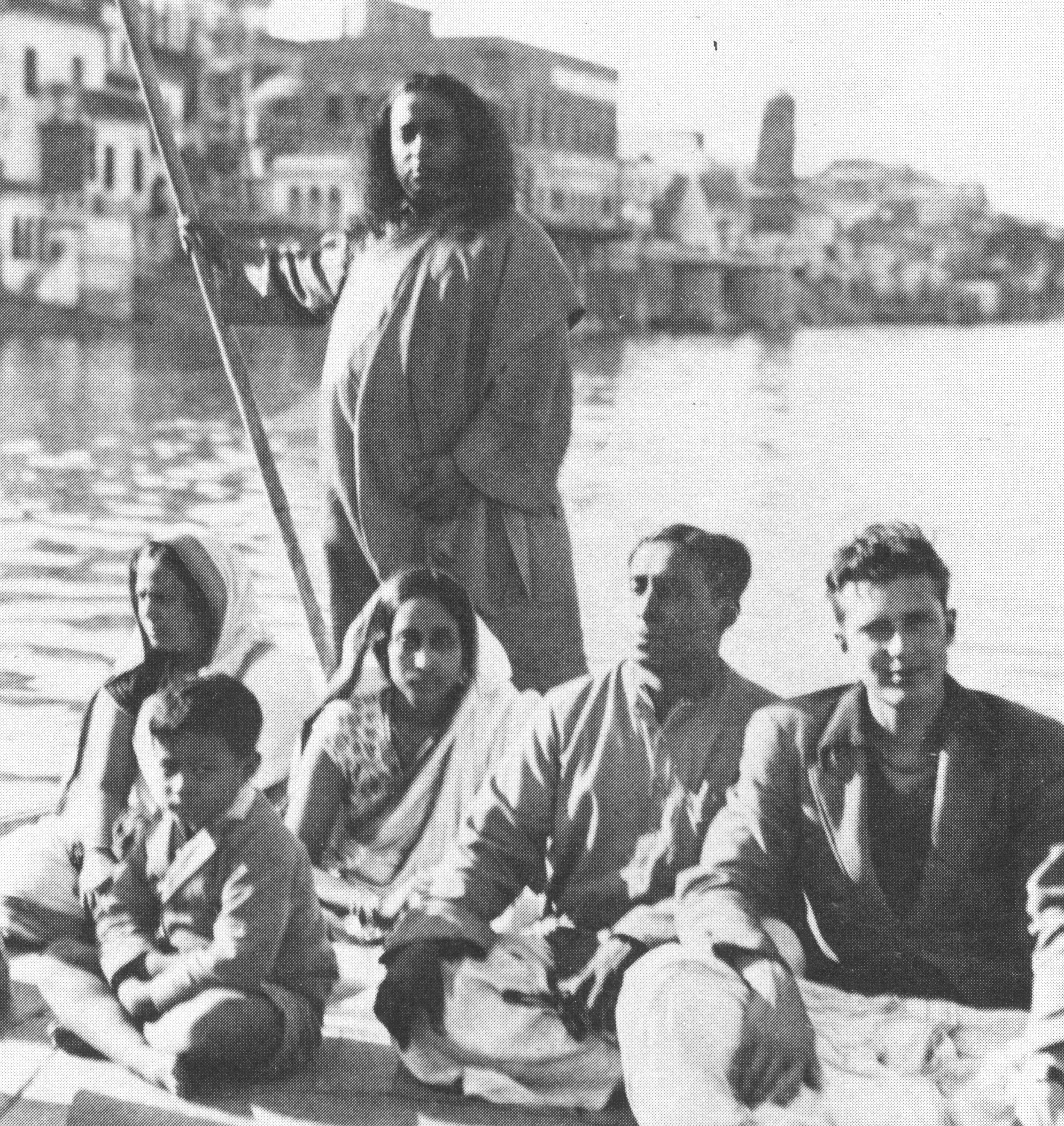 yogananda on the ganges river in india with disciples