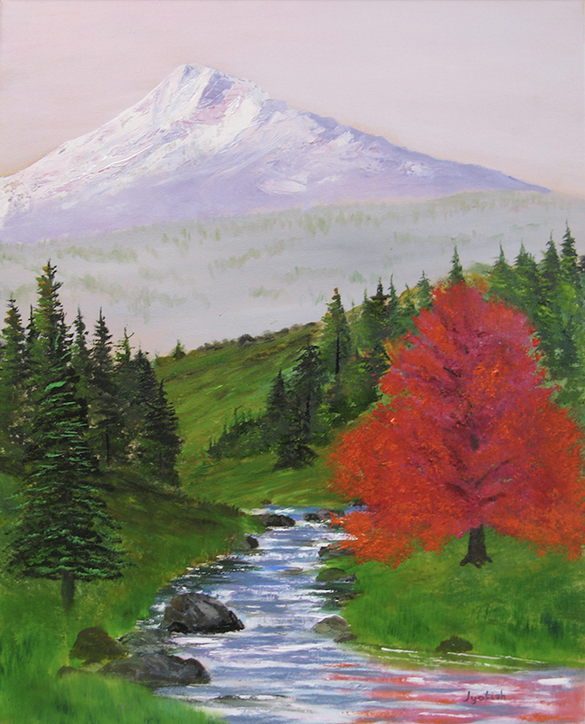 simple living high thinking yogananda teachings and autumn reflections painting by jyotish