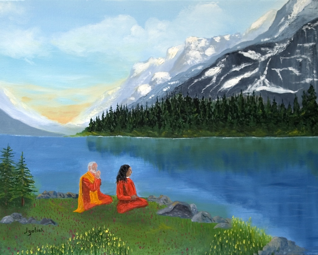 yogananda teachings on aspiration spiritually how to achieve self realization painting of yogananda and kriyananda by nayaswami jyotish called discipleship