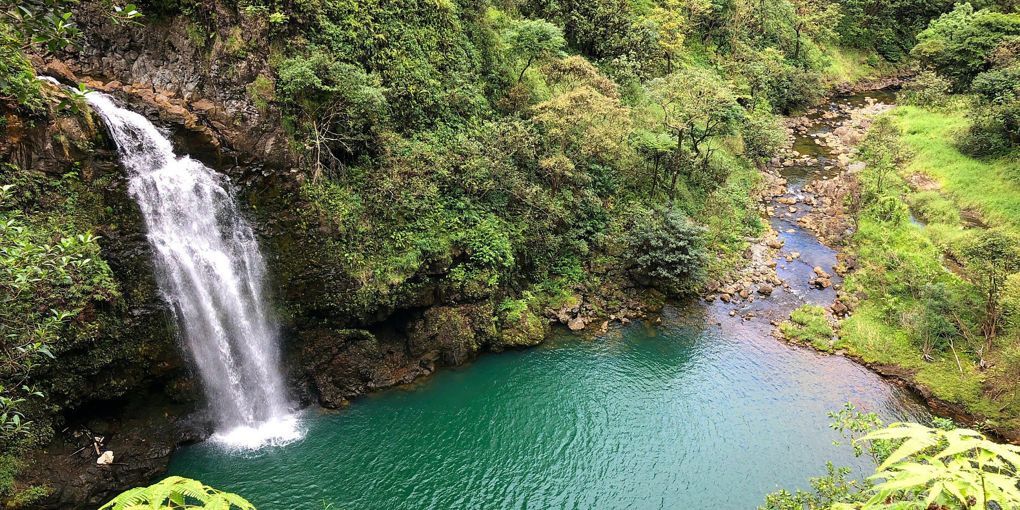 A hidden waterfall in Maui Hawaii
