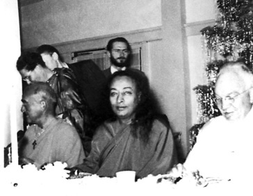 Paramhansa Yogananda at a Christmas banquet, 1951.